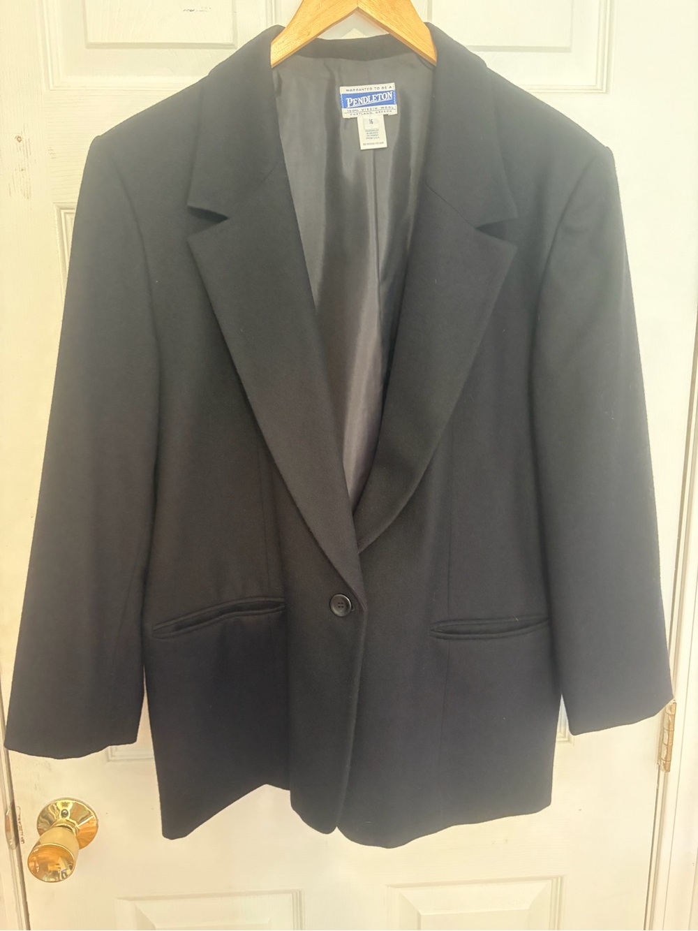 Vintage 90s Pendleton wool blazer Black/navy Women's 16 Single-Button Y2K